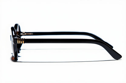 Oval Black sunnies with black lenses - Side angle