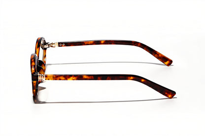 Oval Tortoiseshell glasses with transparent lenses - side view 1