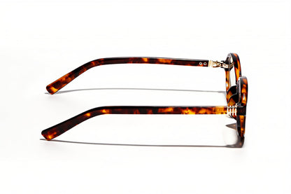 Oval Tortoiseshell glasses with transparent lenses - side view 2